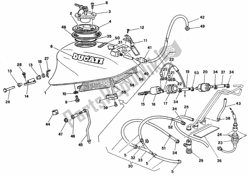 Todas as partes de Tanque De Combustível do Ducati Supersport 750 SS 1996